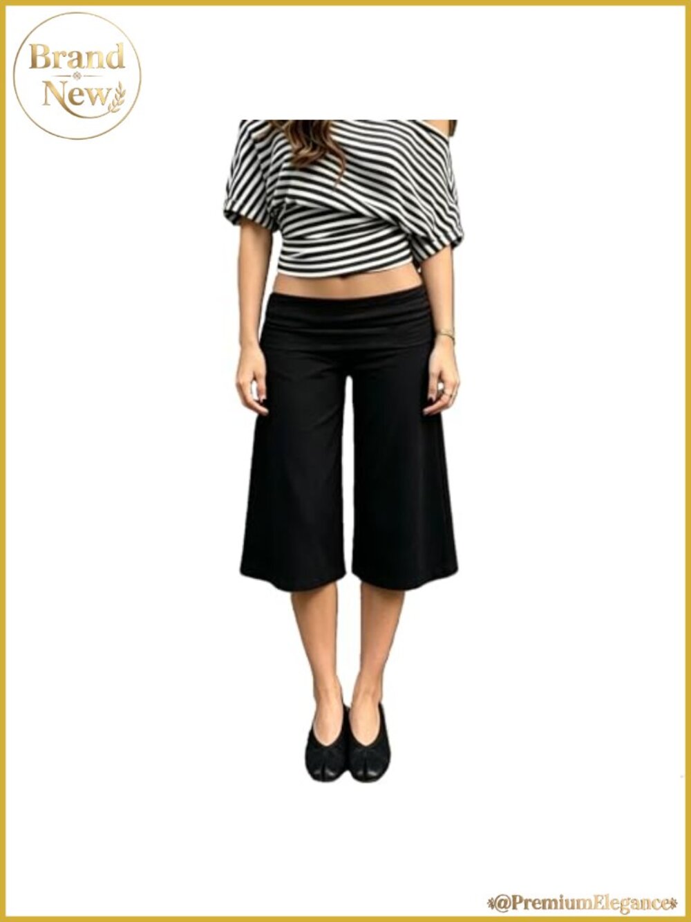 Women's Gaucho Pants Fold Over Wide Leg Capri Yoga Palazzo Lounge Pajama Bottom